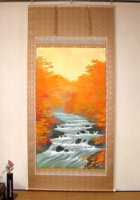 島田智博　錦秋奥入瀬　掛軸